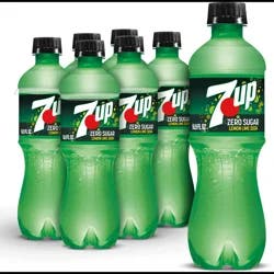 7UP Zero Sugar Lemon Lime Soda, .5 L bottles, 6 pack