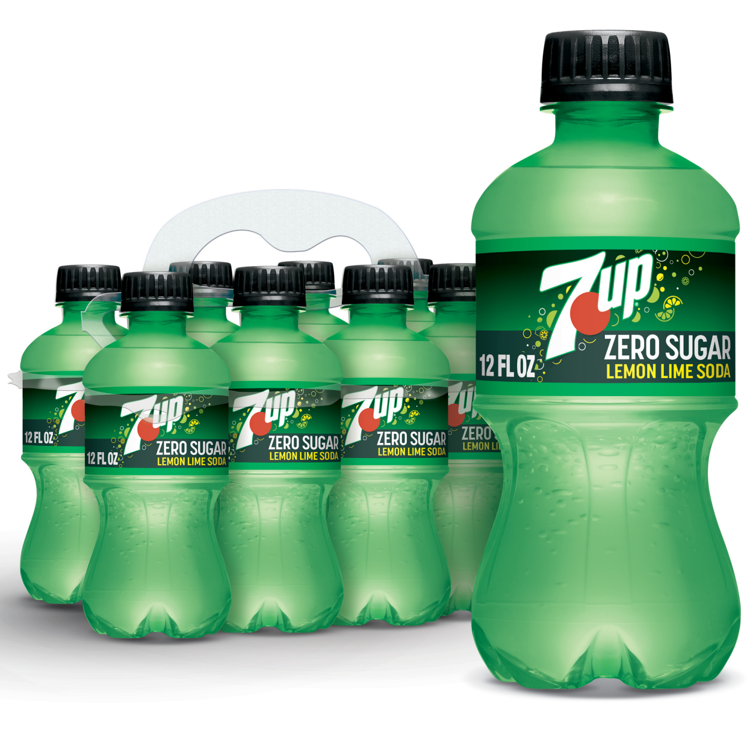 slide 1 of 5, 7UP Zero Sugar Lemon Lime Soda, 12 fl oz bottles, 8 pack, 8 ct; 12 oz