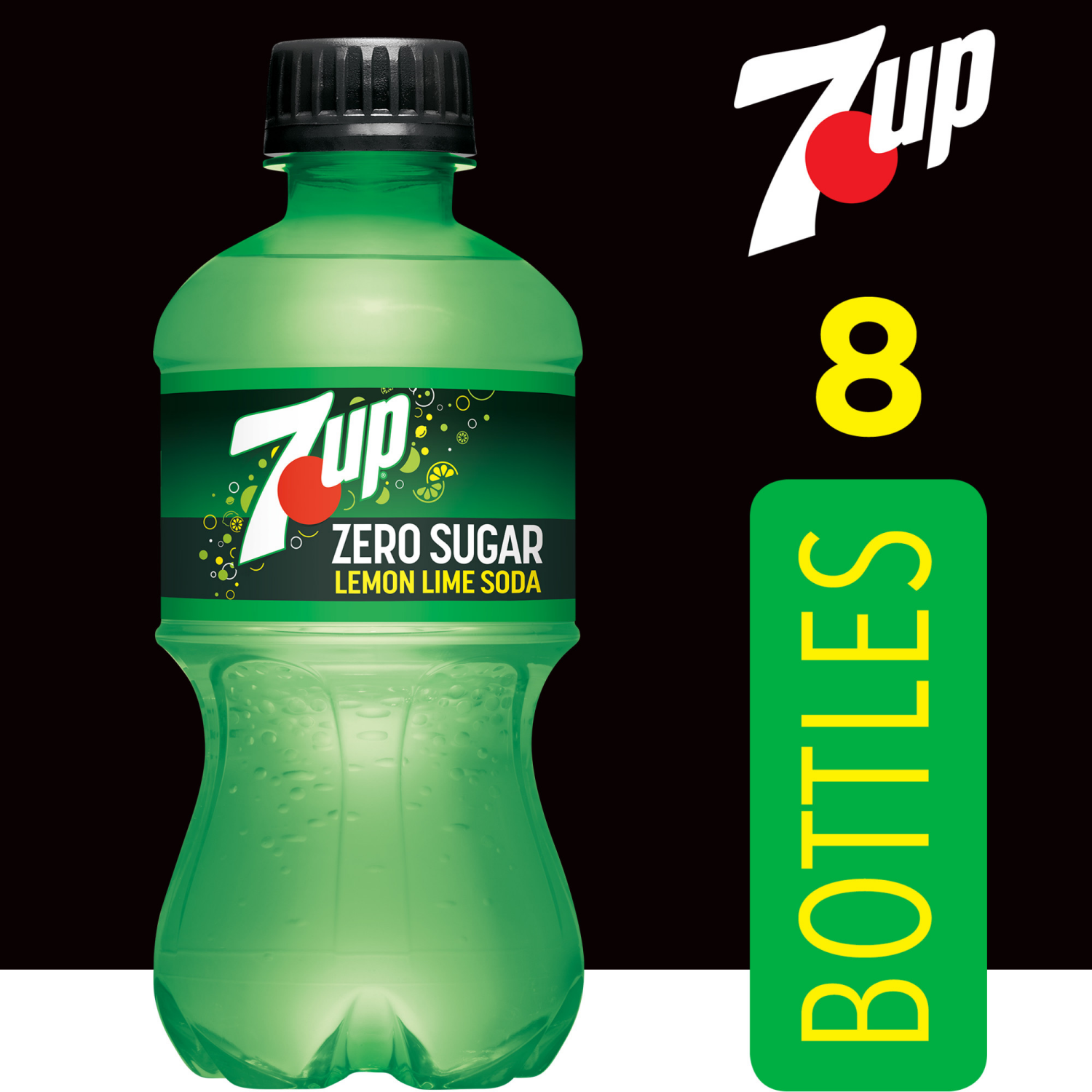 slide 4 of 5, 7UP Zero Sugar Lemon Lime Soda, 12 fl oz bottles, 8 pack, 8 ct; 12 oz