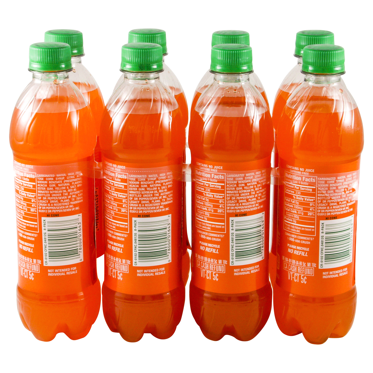 slide 4 of 4, Crush Orange Soda, .5 L bottles, 8 pack, 16.9 fl oz