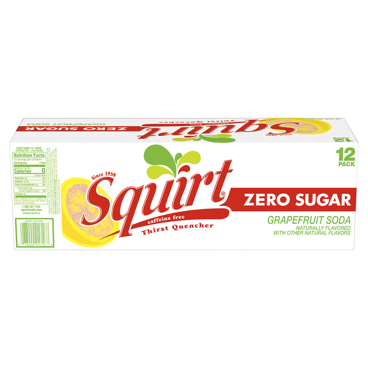 slide 4 of 5, Squirt 12 Pack Zero Sugar Grapefruit Soda 12 - 12 fl oz Cans, 12 ct; 12 oz