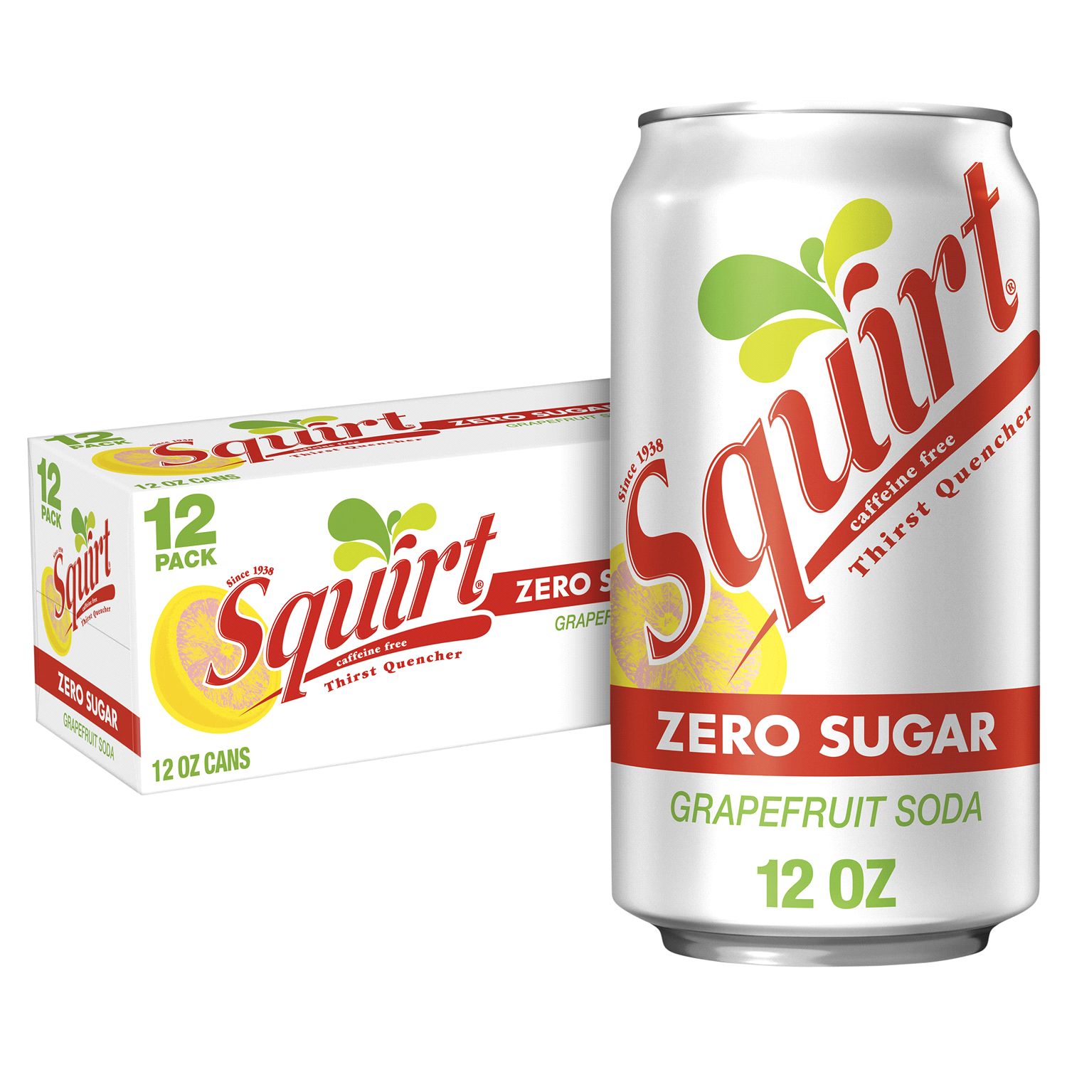 slide 5 of 5, Squirt 12 Pack Zero Sugar Grapefruit Soda 12 - 12 fl oz Cans, 12 ct; 12 oz