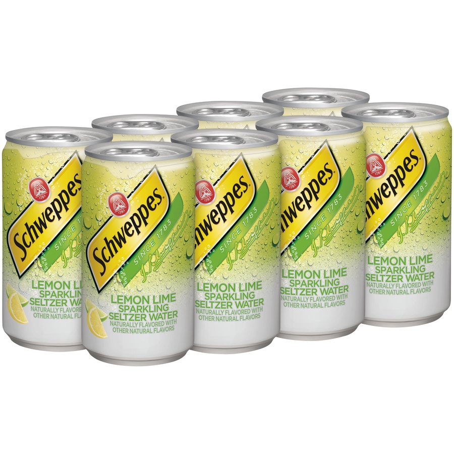 slide 2 of 3, Schweppes Lemon Lime Sparkling Seltzer Water, 7.5 fl oz cans, 8 pack, 8 ct