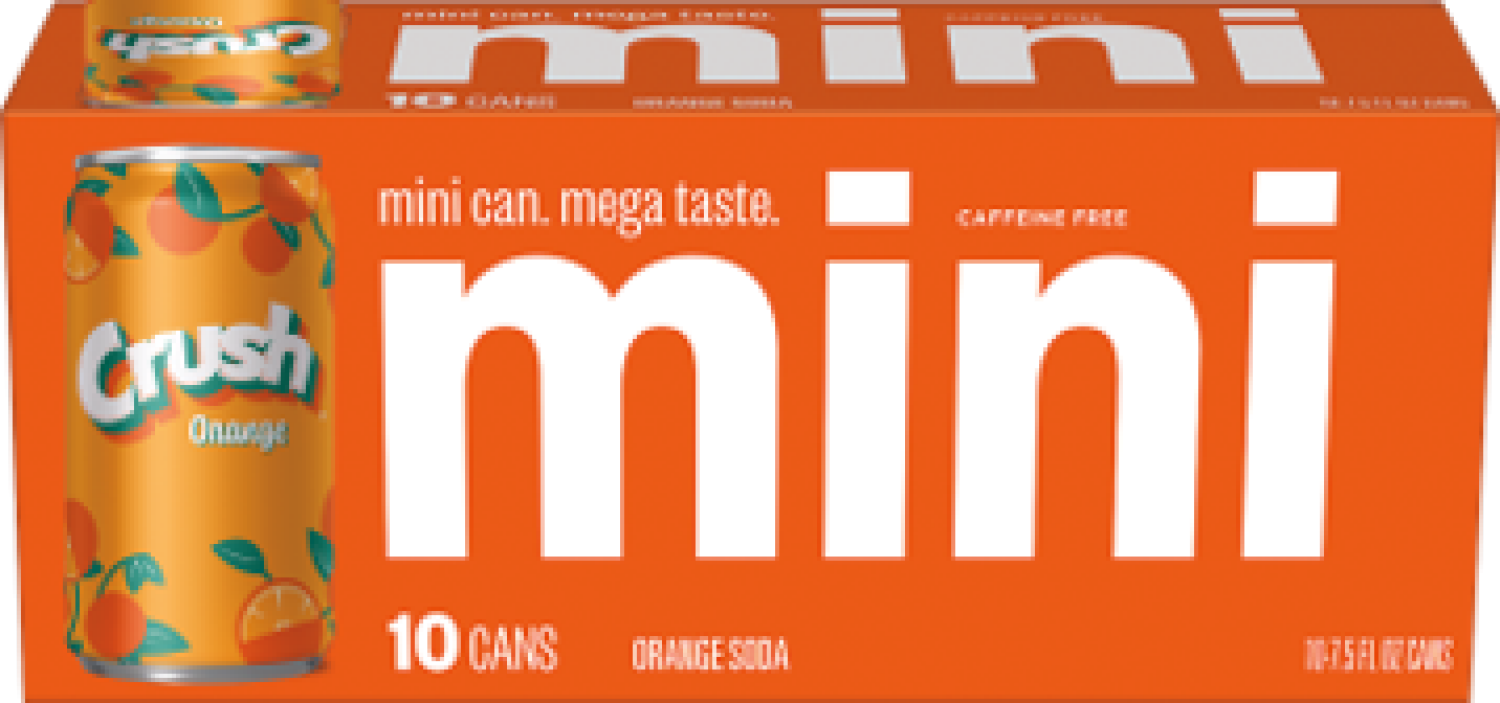 slide 1 of 1, Crush Caffeine Free Mini Orange Soda 10 - 7.5 fl oz Cans, 10 ct; 7.5 oz