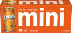Crush Caffeine Free Mini Orange Soda 10 - 7.5 fl oz Cans