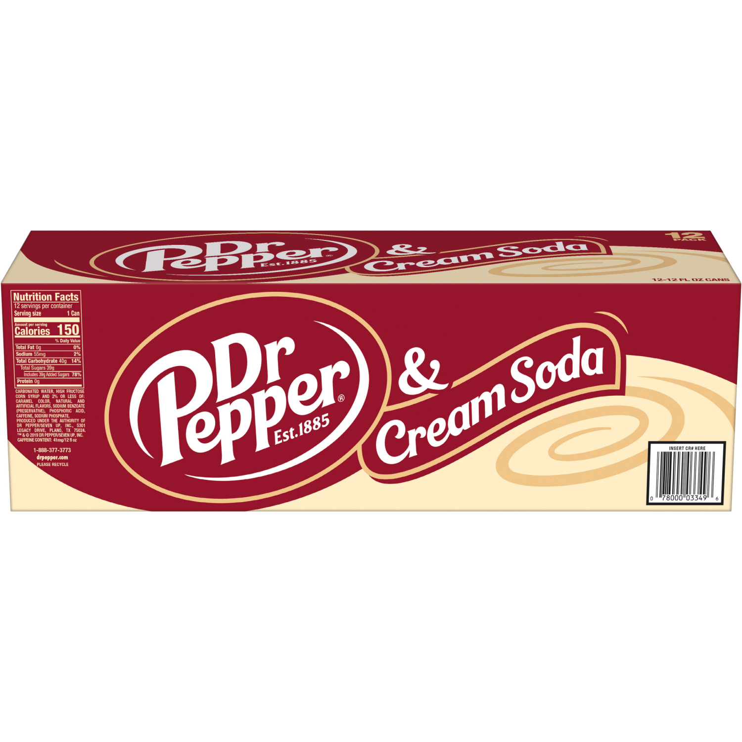 slide 8 of 8, Dr Pepper and Cream Soda, 12 fl oz cans, 12 pack, 12 ct; 12 fl oz