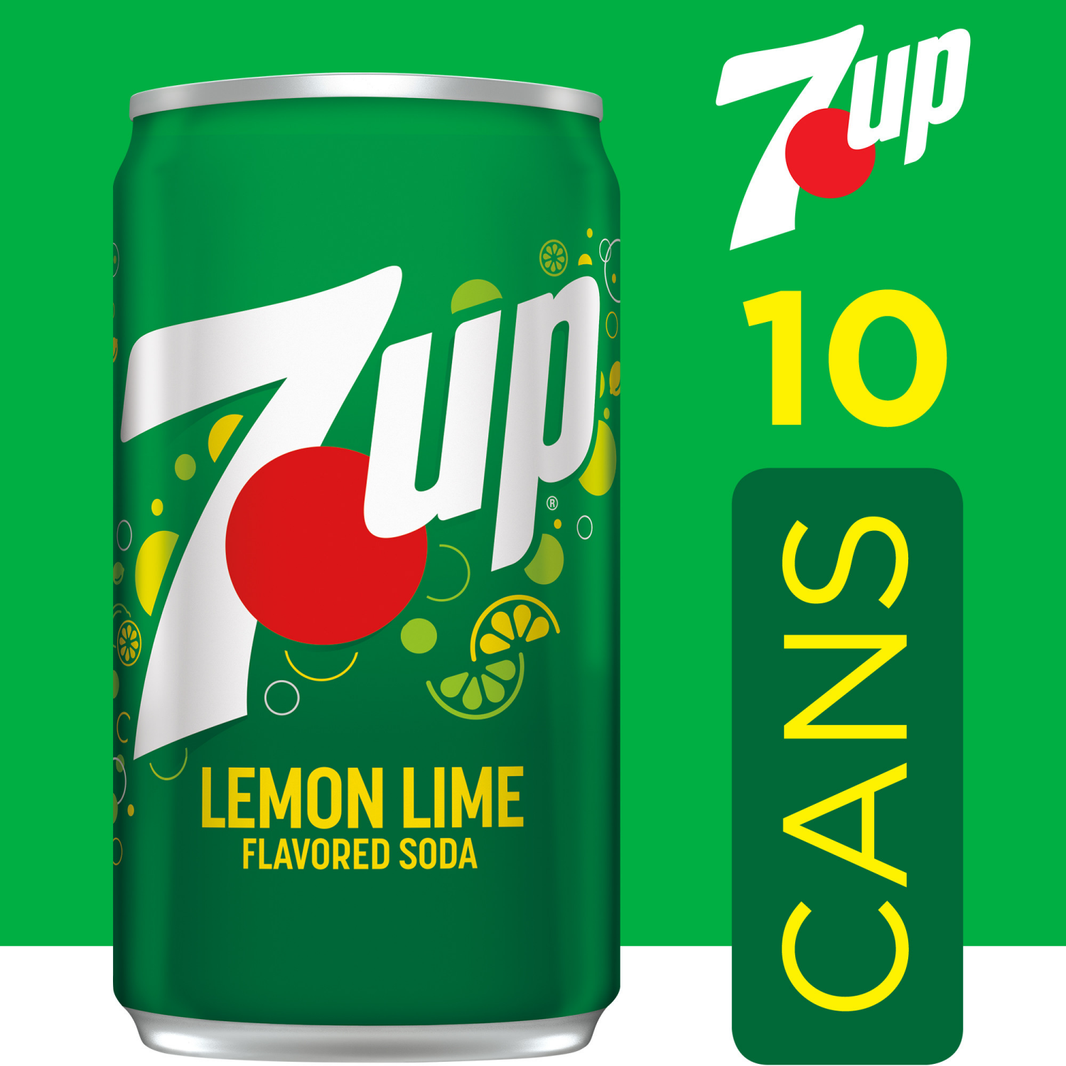 slide 4 of 5, 7UP Lemon Lime Soda, 7.5 fl oz mini cans, 10 pack, 10 ct; 7.5 fl oz