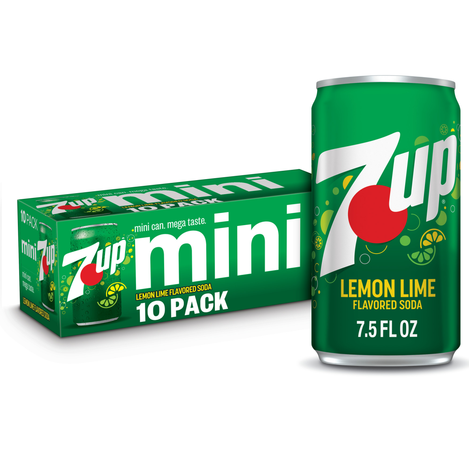 slide 1 of 5, 7UP Lemon Lime Soda, 7.5 fl oz mini cans, 10 pack, 10 ct; 7.5 fl oz
