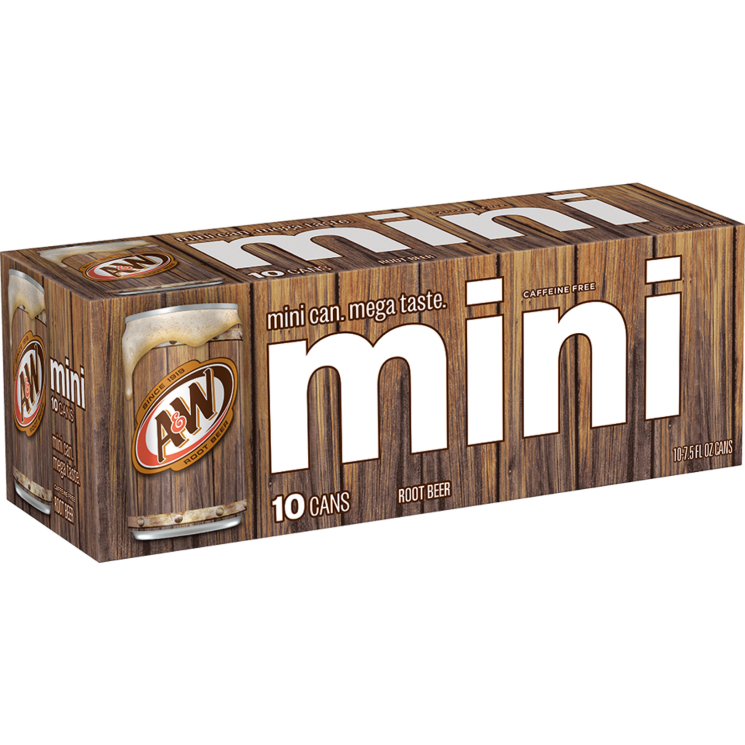 slide 2 of 5, A&W Mini Root Beer Soda 10-7.5 fl oz Cans, 7.5 fl oz, 10 ct