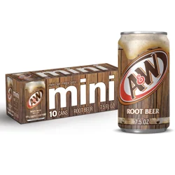 A&W Mini Root Beer Soda 10-7.5 fl oz Cans