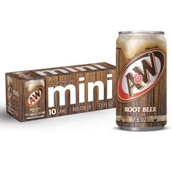 A&W Mini Root Beer Soda 10-7.5 fl oz Cans