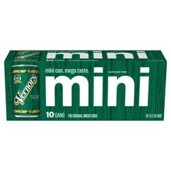 Vernors Mini Caffeine Free Ginger Soda 10-7.5 oz Cans
