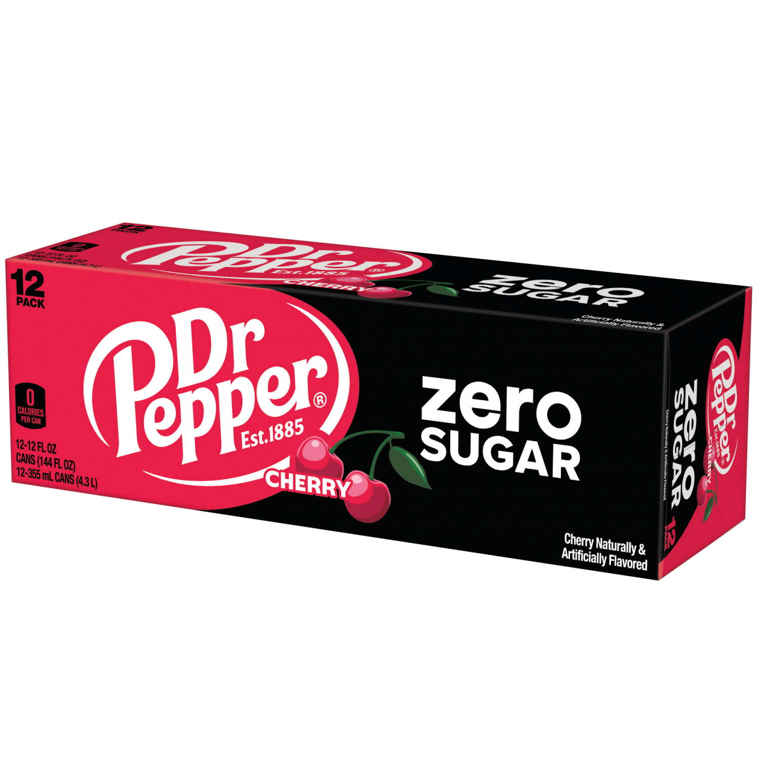 slide 7 of 7, Dr Pepper Cherry Zero Sugar Soda, 12 fl oz cans, 12 pack, 12 ct; 12 fl oz