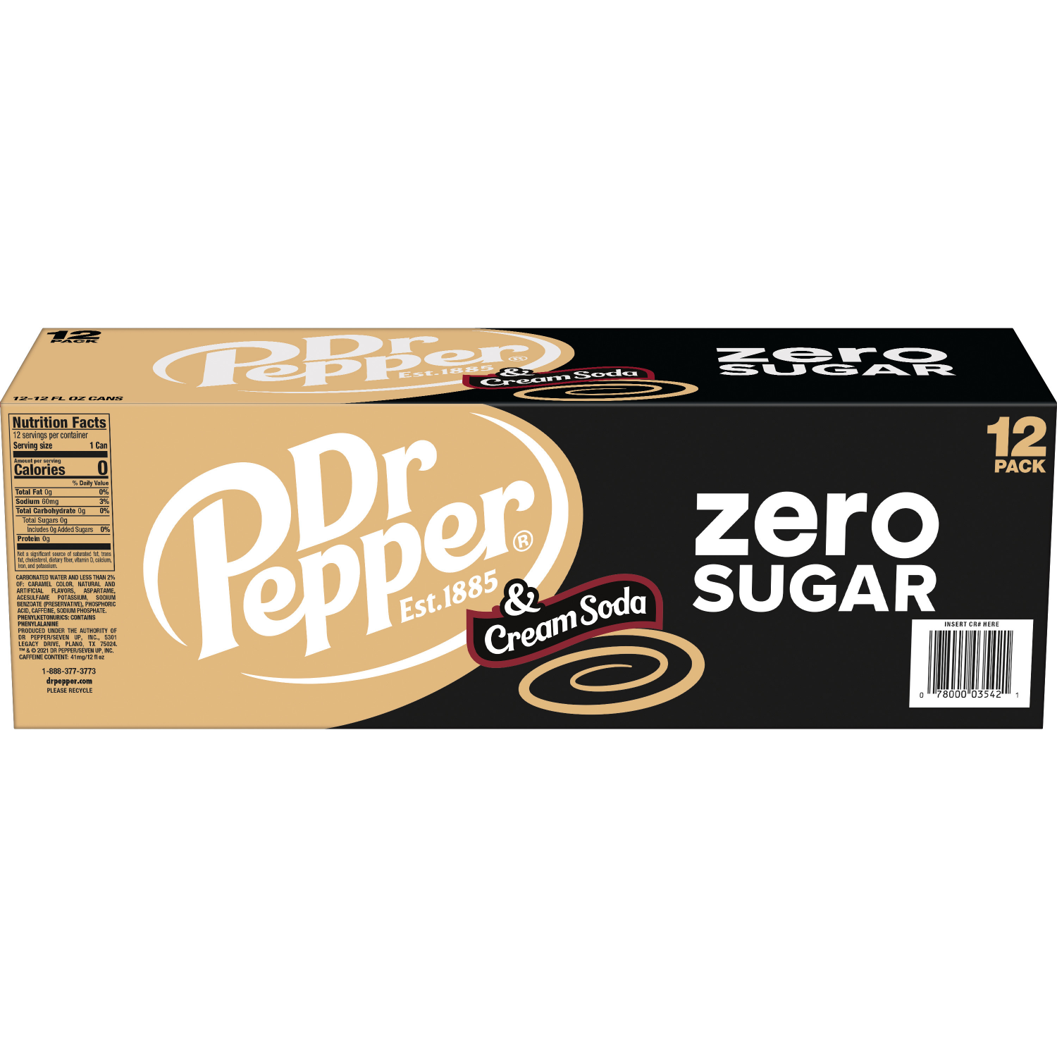 slide 6 of 6, Dr Pepper and Cream Soda Zero Sugar, 12 fl oz cans, 12 pack, 12 ct