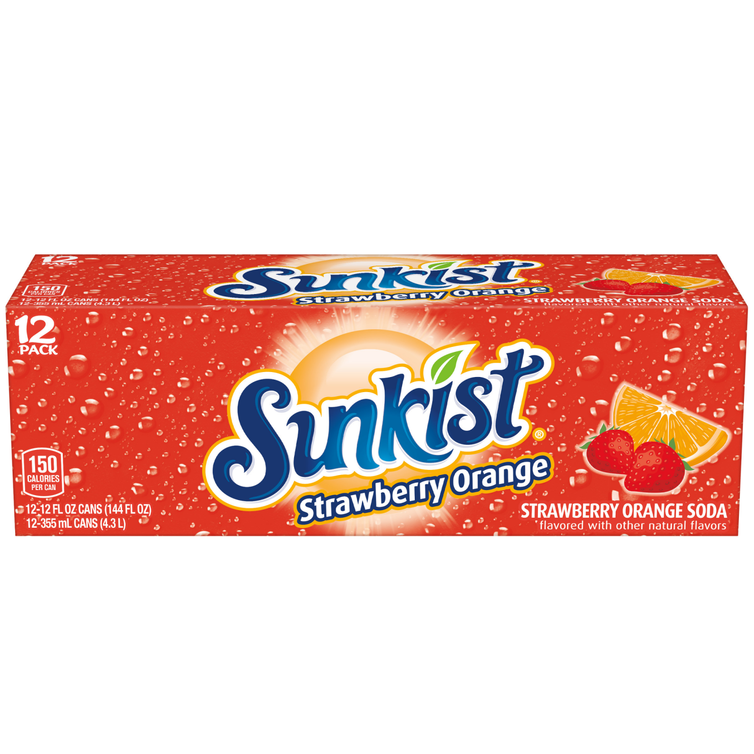 slide 3 of 4, Sunkist Strawberry Orange 12Pk 12 Ounce, 12 ct; 12 fl oz