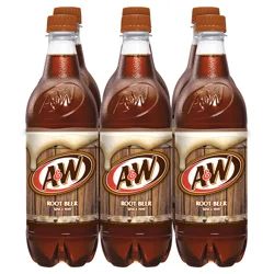 A&W Root Beer Soda, .5 L bottles, 6 pack