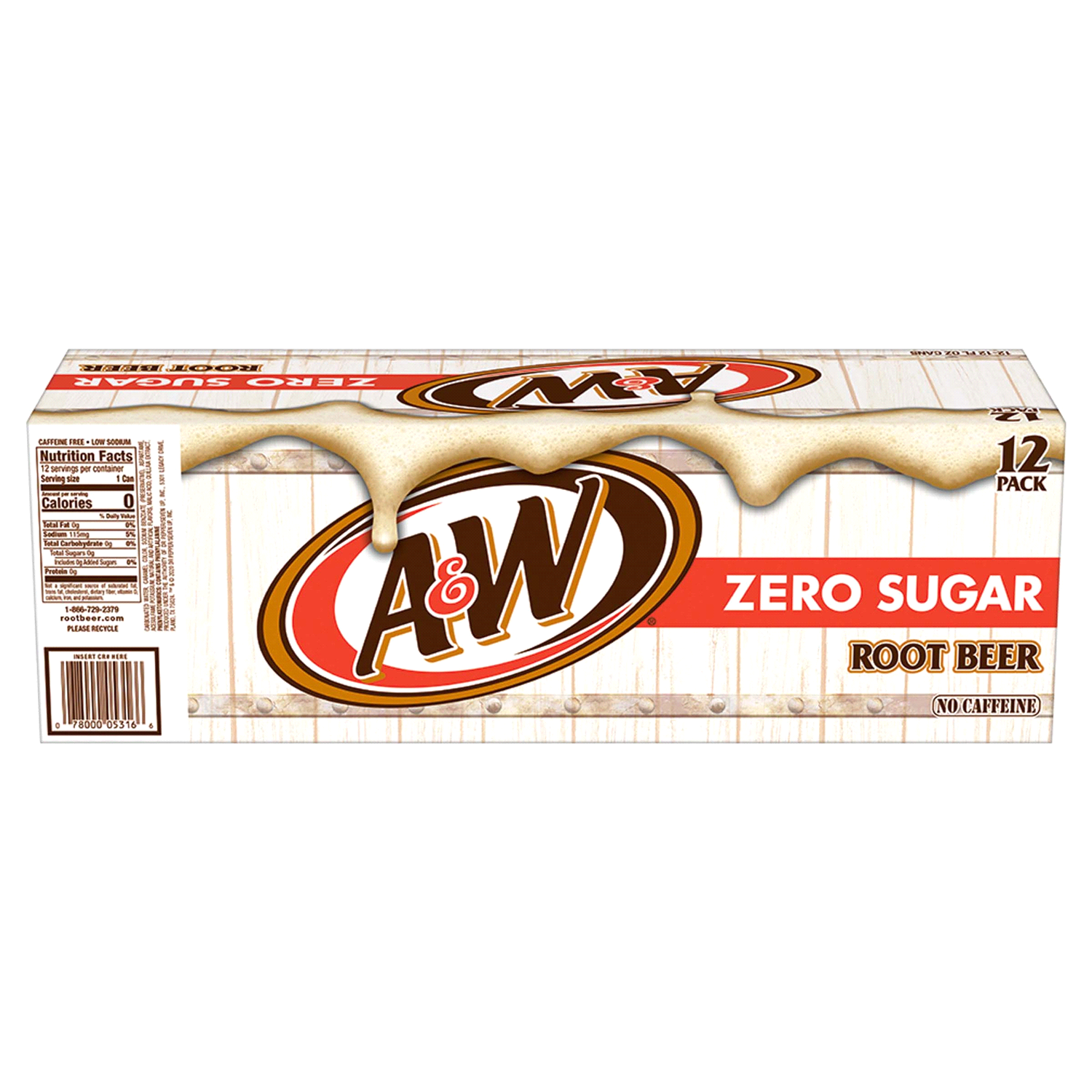 slide 4 of 5, A&W 12 Pack Zero Sugar Root Beer 12-12 fl oz Can, 12 ct