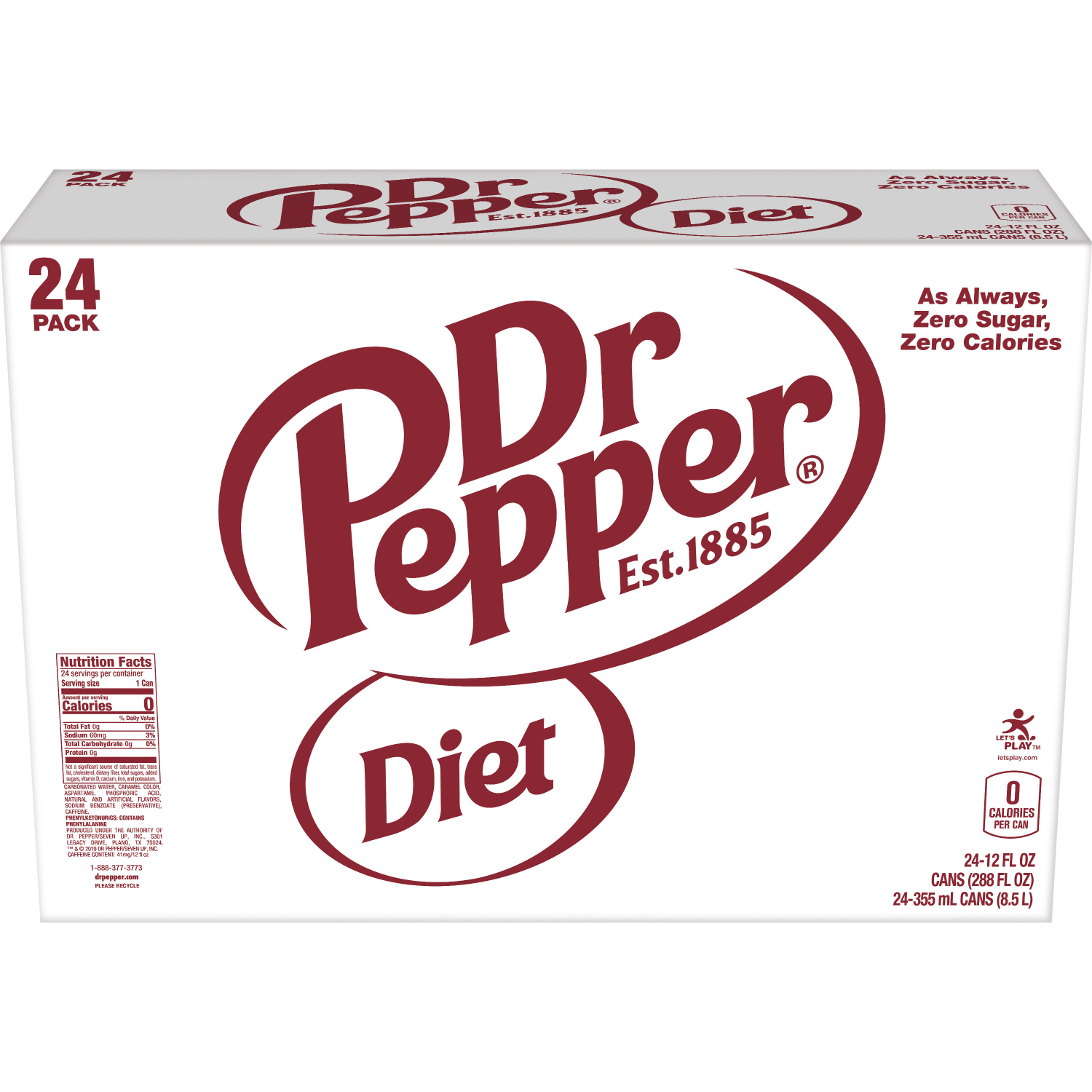 slide 3 of 6, Dr Pepper Diet Dr Pepper Soda, 12 fl oz cans, 24 pack, 24 ct; 12 fl oz