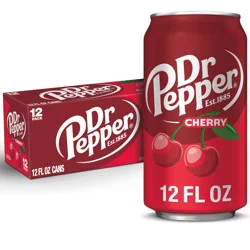Dr Pepper Cherry Soda, 12 fl oz cans, 12 pack