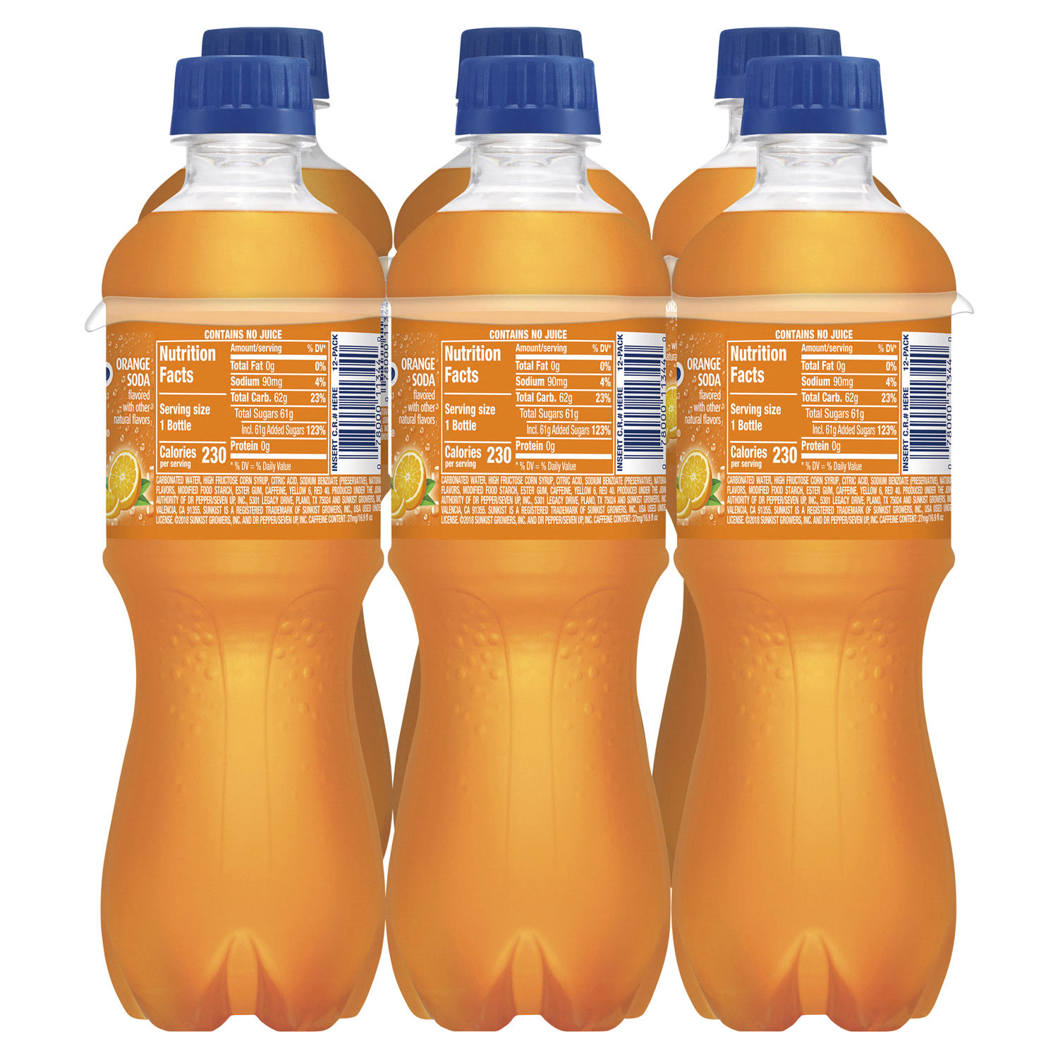 slide 4 of 5, Sunkist Orange Soda Bottles - 101.4 fl oz, 6 ct; 16.9 fl oz