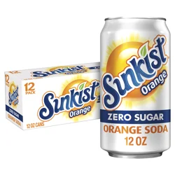 Sunkist Zero Sugar Orange Soda 12-12 fl oz Cans