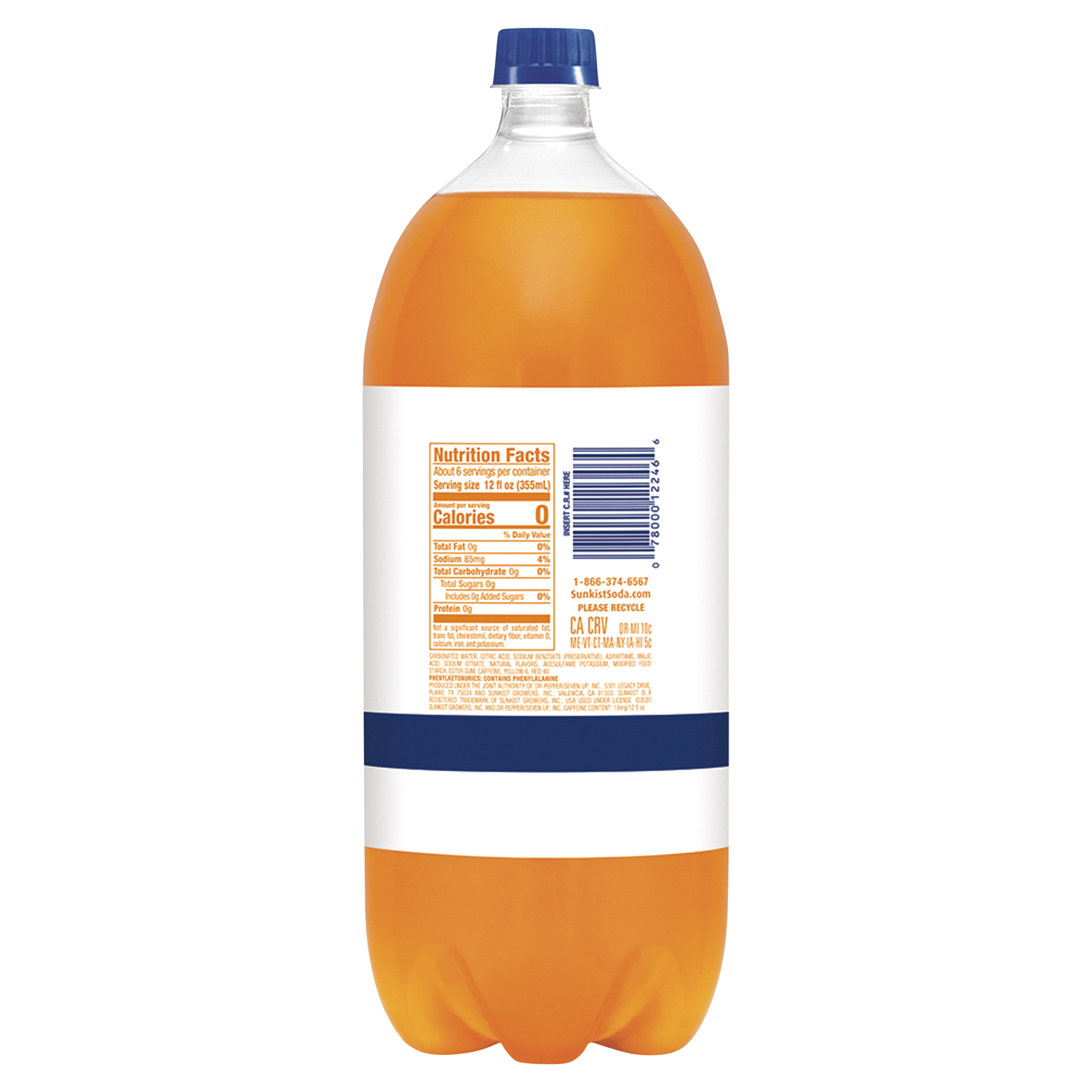 slide 4 of 5, Sunkist Zero Sugar Orange Soda- 2 liter, 2.1 qt