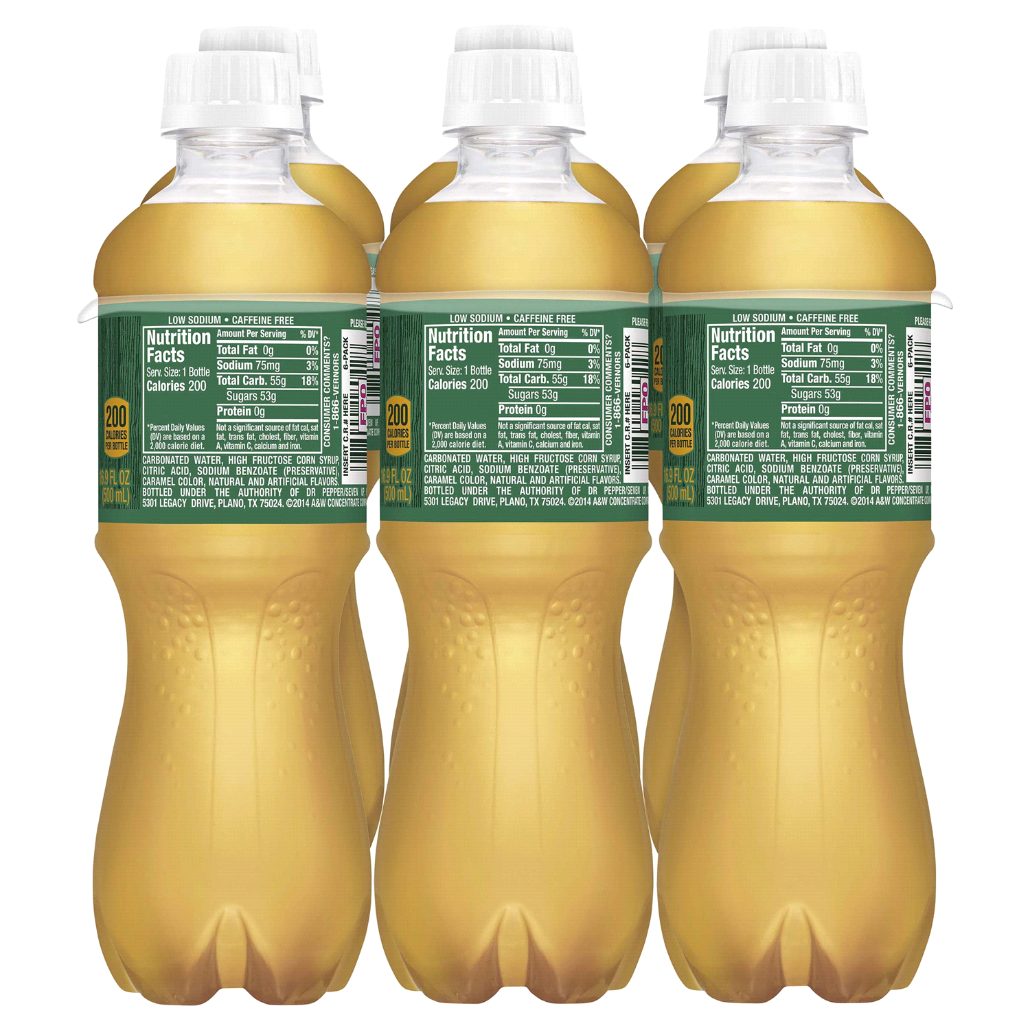 slide 4 of 5, Vernors Ginger Soda, .5 L bottles, 6 pack, 6 ct