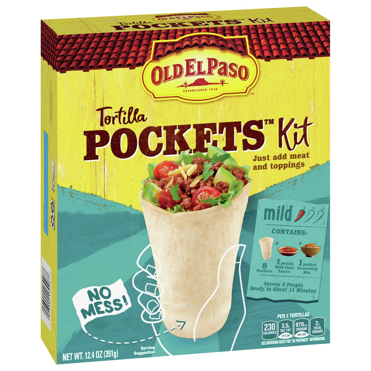 slide 5 of 9, Old El Paso Tortilla Pockets Dinner Kit, 12.4 oz, 12.4 oz