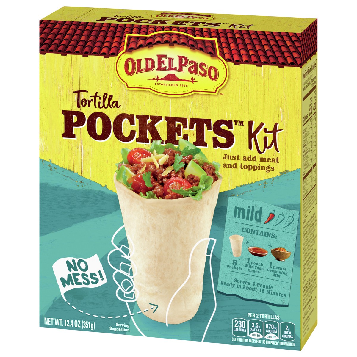 slide 3 of 9, Old El Paso Tortilla Pockets Dinner Kit, 12.4 oz, 12.4 oz