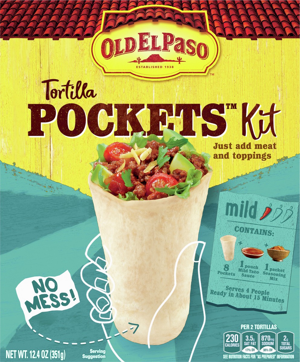 slide 8 of 9, Old El Paso Tortilla Pockets Dinner Kit, 12.4 oz, 12.4 oz