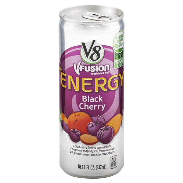 slide 1 of 1, V8 V-Fusion Energy Black Cherry, 8 oz