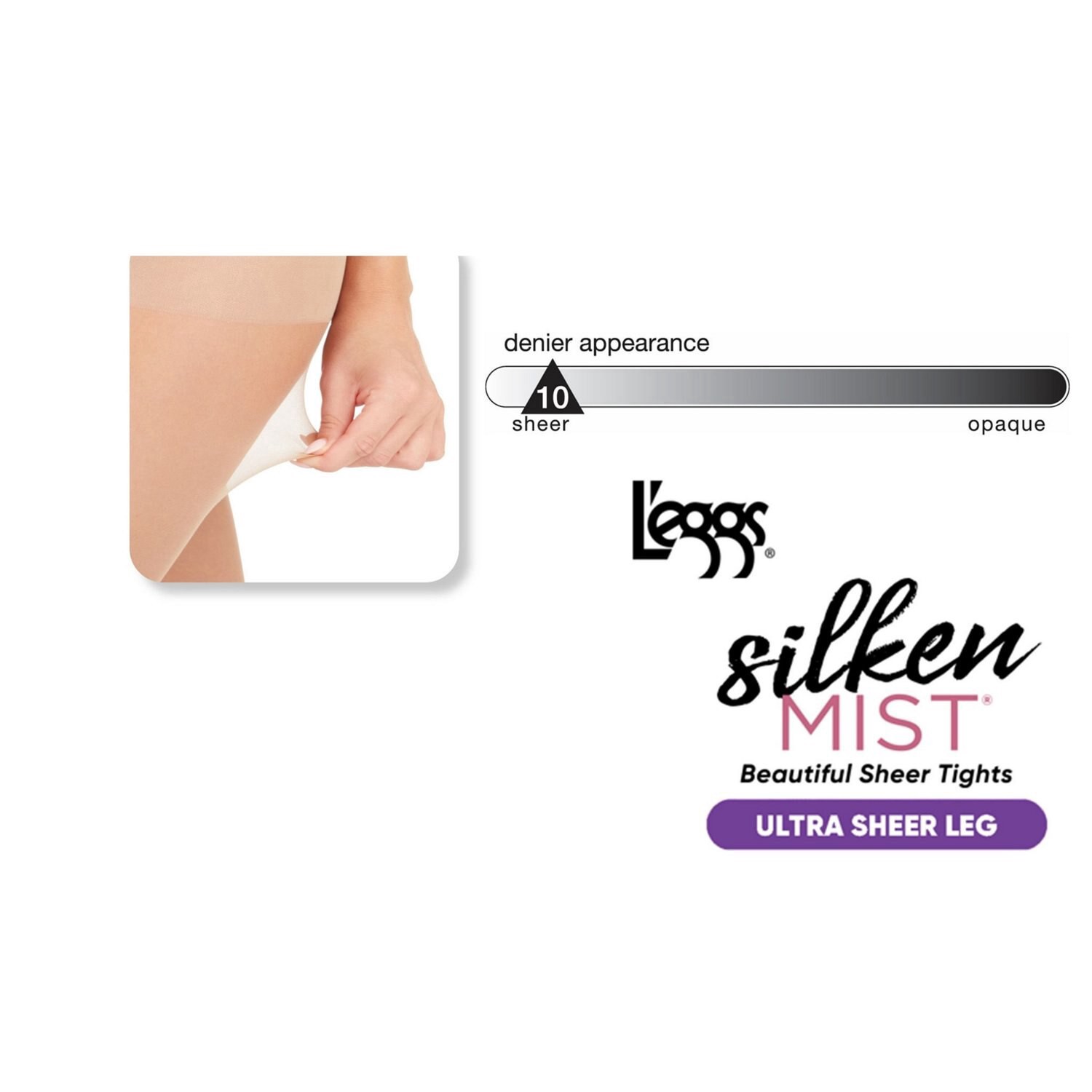 slide 2 of 3, L'eggs Silken Mist Ultra Sheer Tights With Run Resist, Black Mist, Size A, 1 ct