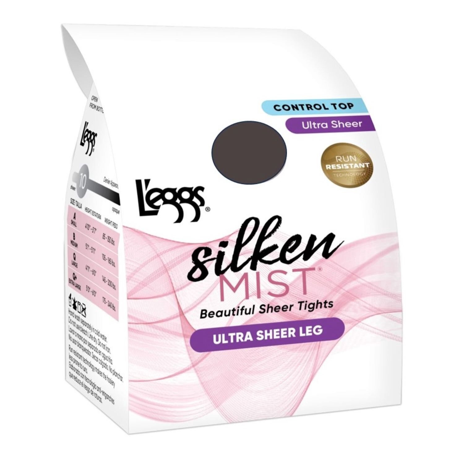 slide 1 of 3, L'eggs Silken Mist Ultra Sheer Tights With Run Resist, Black Mist, Size A, 1 ct