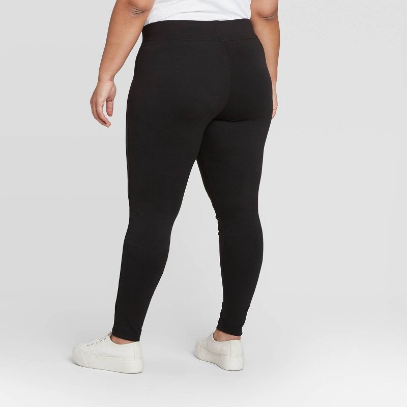 slide 2 of 2, Women's Plus High Waist Ponte Leggings - A New Day™ Black 1X: Power Stretch, Wide Waistband, Ankle Length, 1 ct