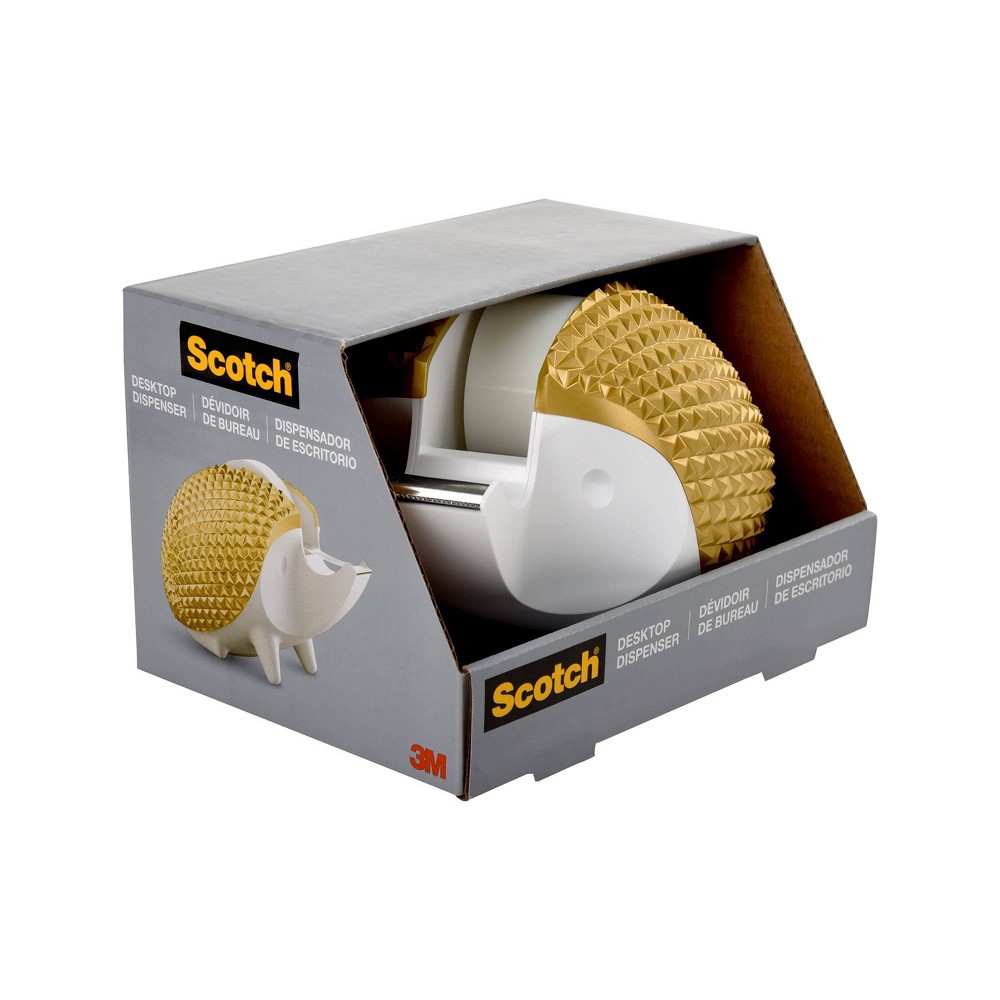 slide 6 of 6, Scotch Designer Hedgehog Desktop Tape Dispenser - White/Gold, 1 ct