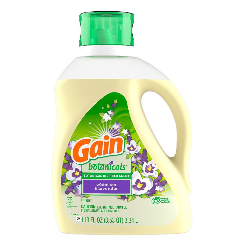 slide 2 of 6, Gain Botanicals White Tea & Lavender HE Concentrated Liquid Laundry Detergent 78 Loads - 113 fl oz, 113 fl oz