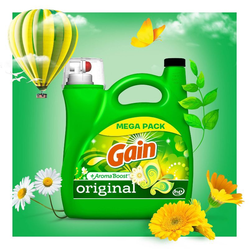 slide 2 of 10, Gain + Aroma Boost Original Scent HE Compatible Liquid Laundry Detergent Soap - 154 fl oz, 154 fl oz