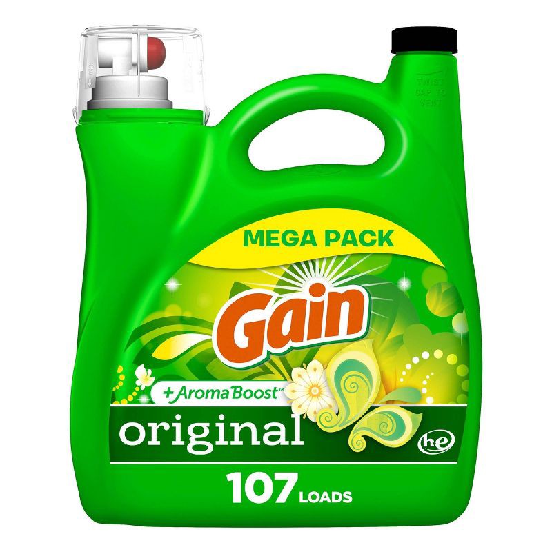 slide 1 of 10, Gain + Aroma Boost Original Scent HE Compatible Liquid Laundry Detergent Soap - 154 fl oz, 154 fl oz