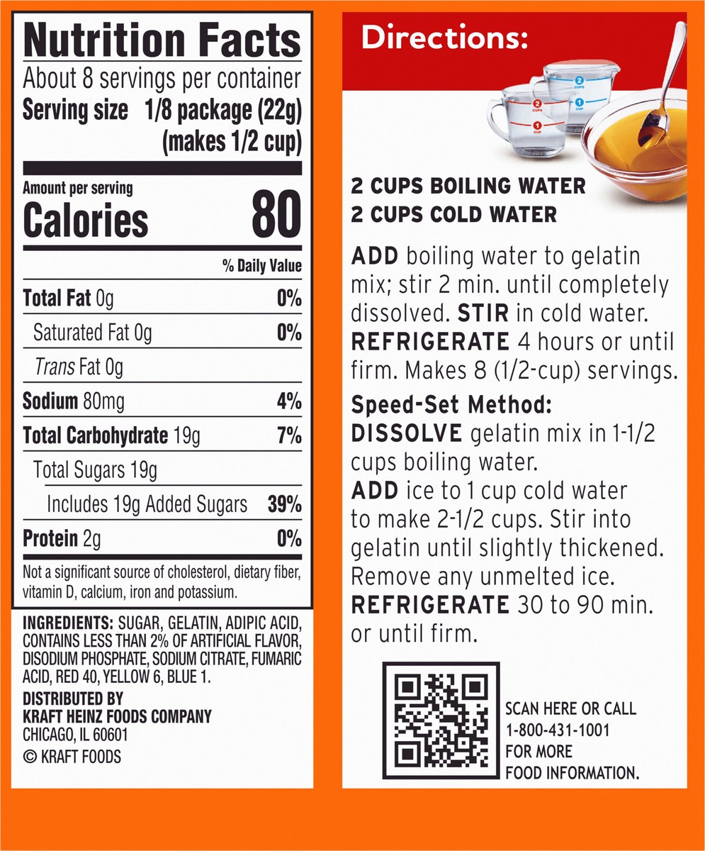 slide 4 of 9, Jell-O Peach Artificially Flavored Gelatin Dessert Mix, Family Size, 6 oz Box, 6 oz