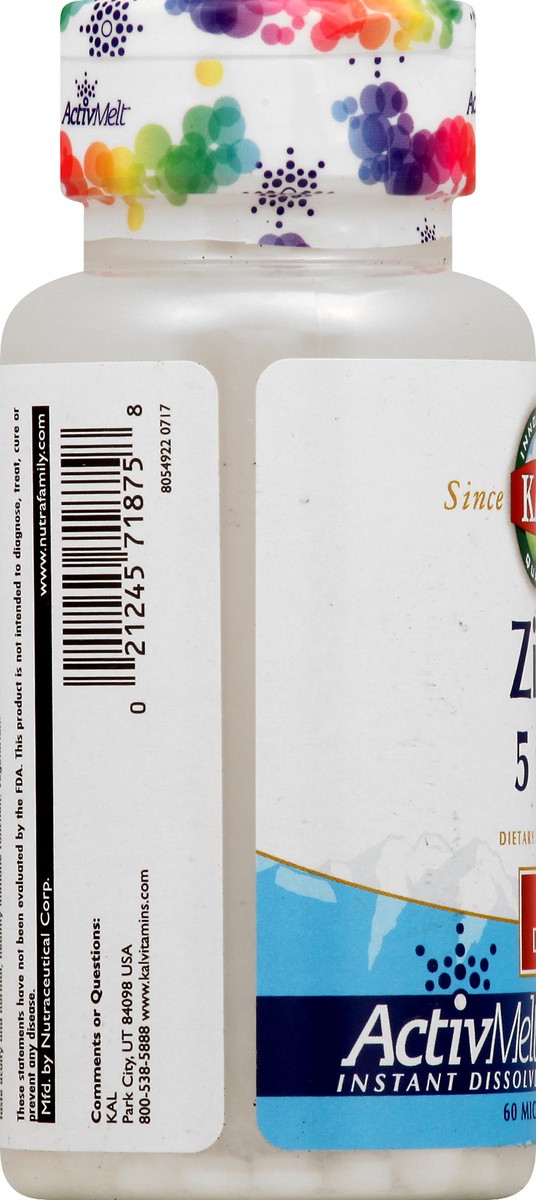 slide 7 of 7, KAL Zinc 60 ea, 60 ct