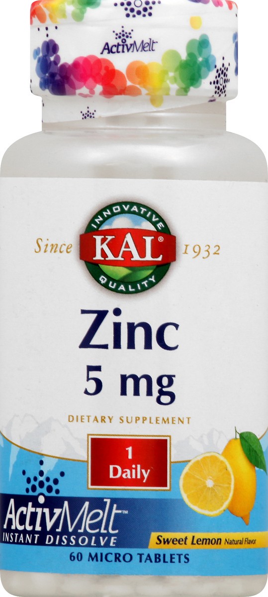 slide 1 of 7, KAL Zinc 60 ea, 60 ct