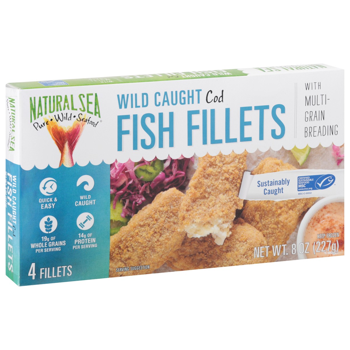 slide 2 of 9, Natural Sea Wild Caught Cod Fish Fillets with Multi-Grain Breading 4 ea, 4 ct