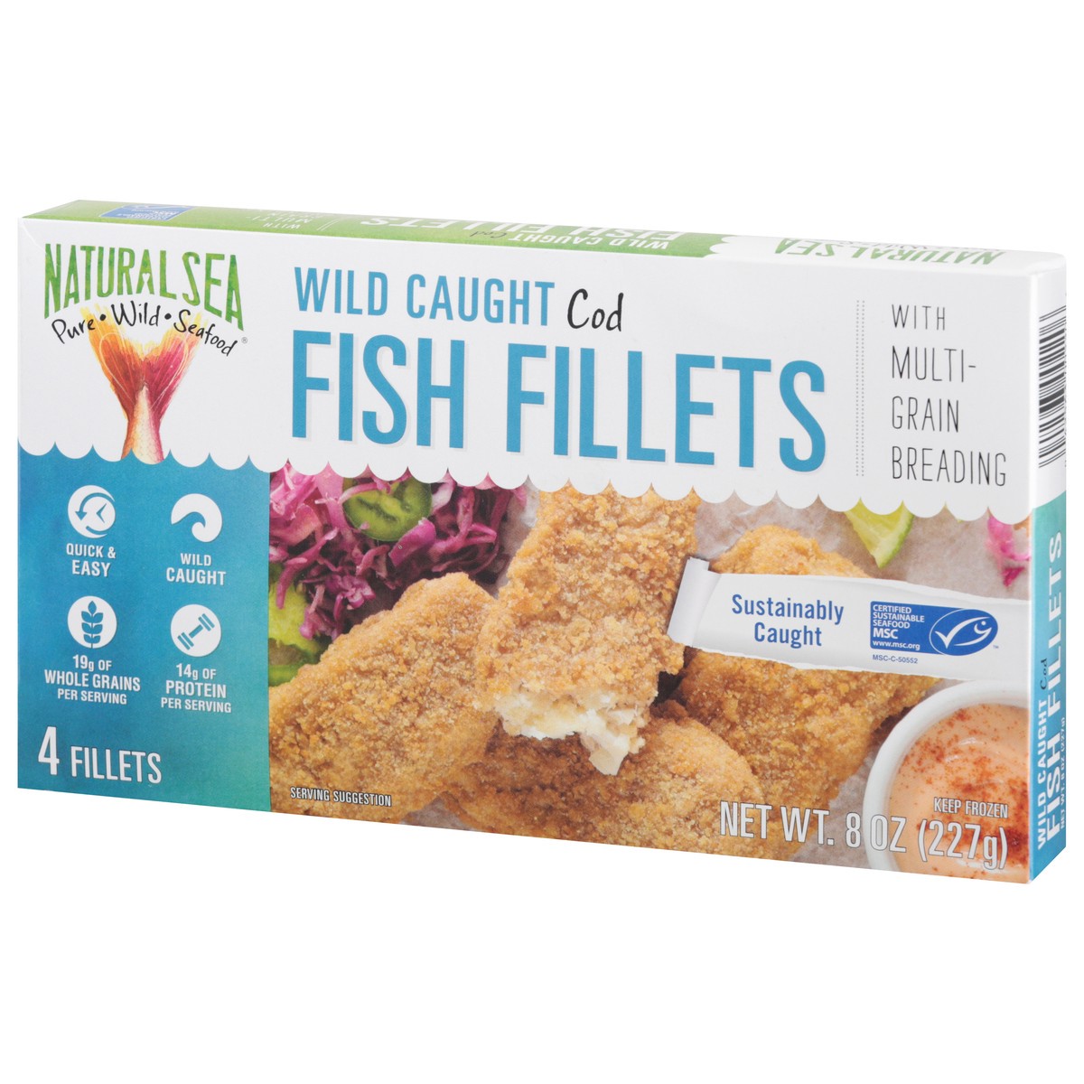 slide 3 of 9, Natural Sea Wild Caught Cod Fish Fillets with Multi-Grain Breading 4 ea, 4 ct