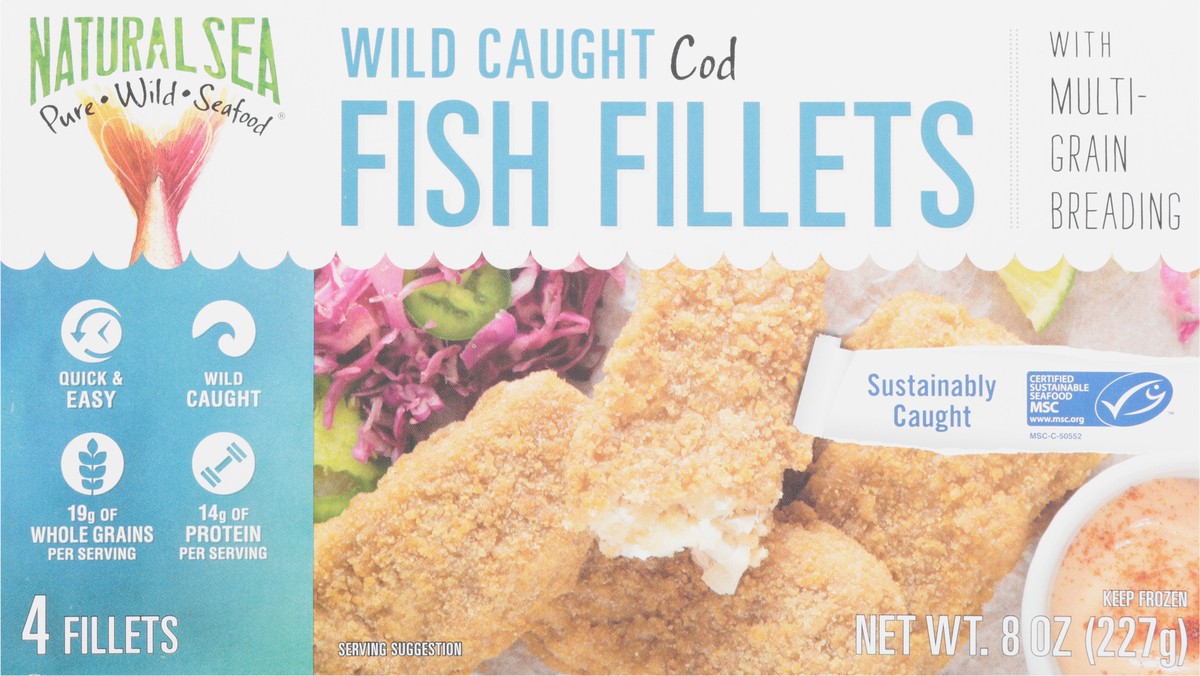 slide 6 of 9, Natural Sea Wild Caught Cod Fish Fillets with Multi-Grain Breading 4 ea, 4 ct