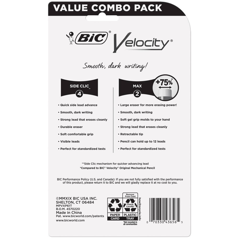 slide 4 of 5, 6ct Mechanical Pencils Velocity Combo Pack - BIC, 6 ct