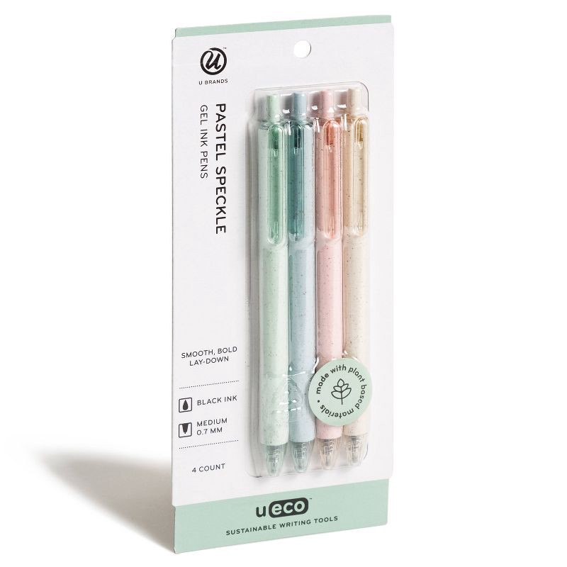 slide 1 of 5, U Brands U-Eco 4pk Gel Pens Black Ink Pastel Speckle, 4 ct