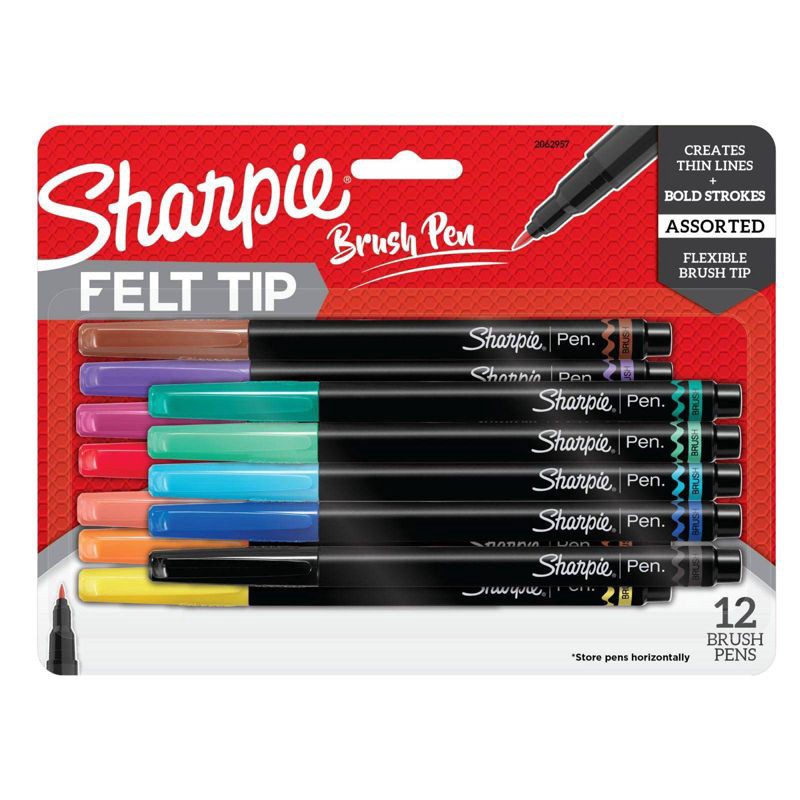 slide 1 of 6, Sharpie 12pk Marker Pens Brush Tip Multicolored, 12 ct