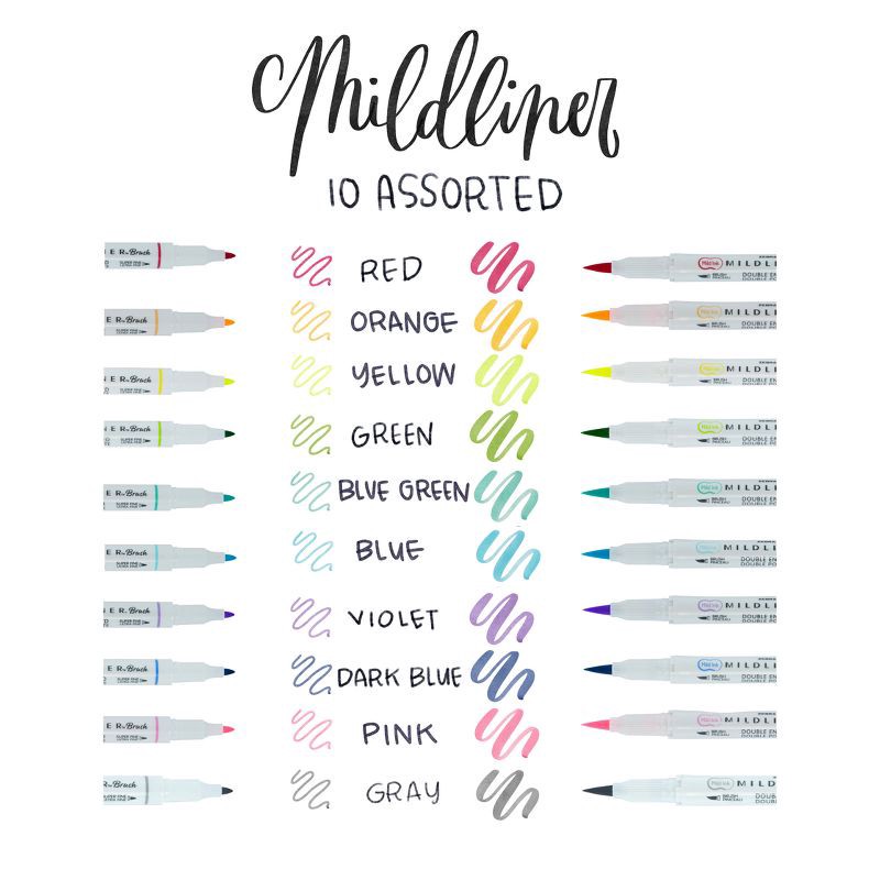 slide 4 of 9, Zebra 10ct Mildliner Dual-tip Creative Colorful Markers Gifting: Artist Markers, 0.4mm & 0.6mm, Water-Resistant, Quick Drying, 10 ct