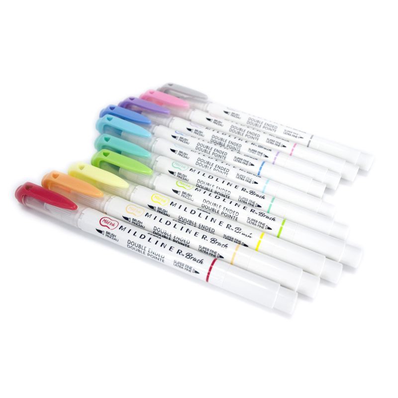 slide 8 of 9, Zebra 10ct Mildliner Dual-tip Creative Colorful Markers Gifting: Artist Markers, 0.4mm & 0.6mm, Water-Resistant, Quick Drying, 10 ct