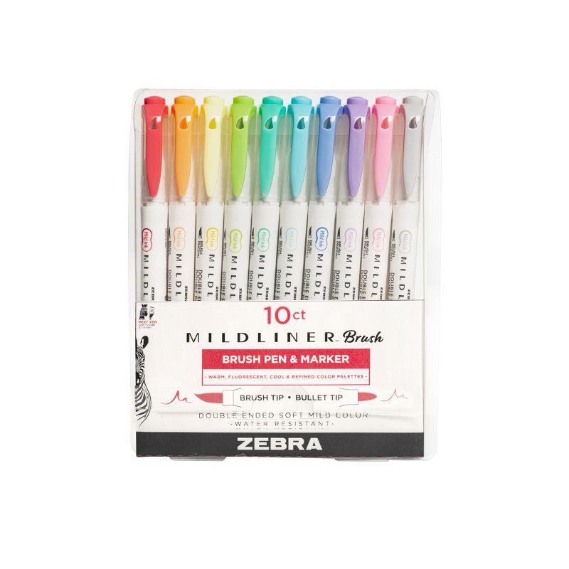 slide 1 of 9, Zebra 10ct Mildliner Dual-tip Creative Colorful Markers Gifting: Artist Markers, 0.4mm & 0.6mm, Water-Resistant, Quick Drying, 10 ct